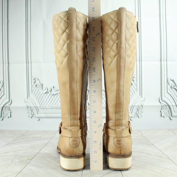 TIMBERLAND Tan Leather Zip Side Classic High Top Boots Size 7 M - Picture 8 of 10